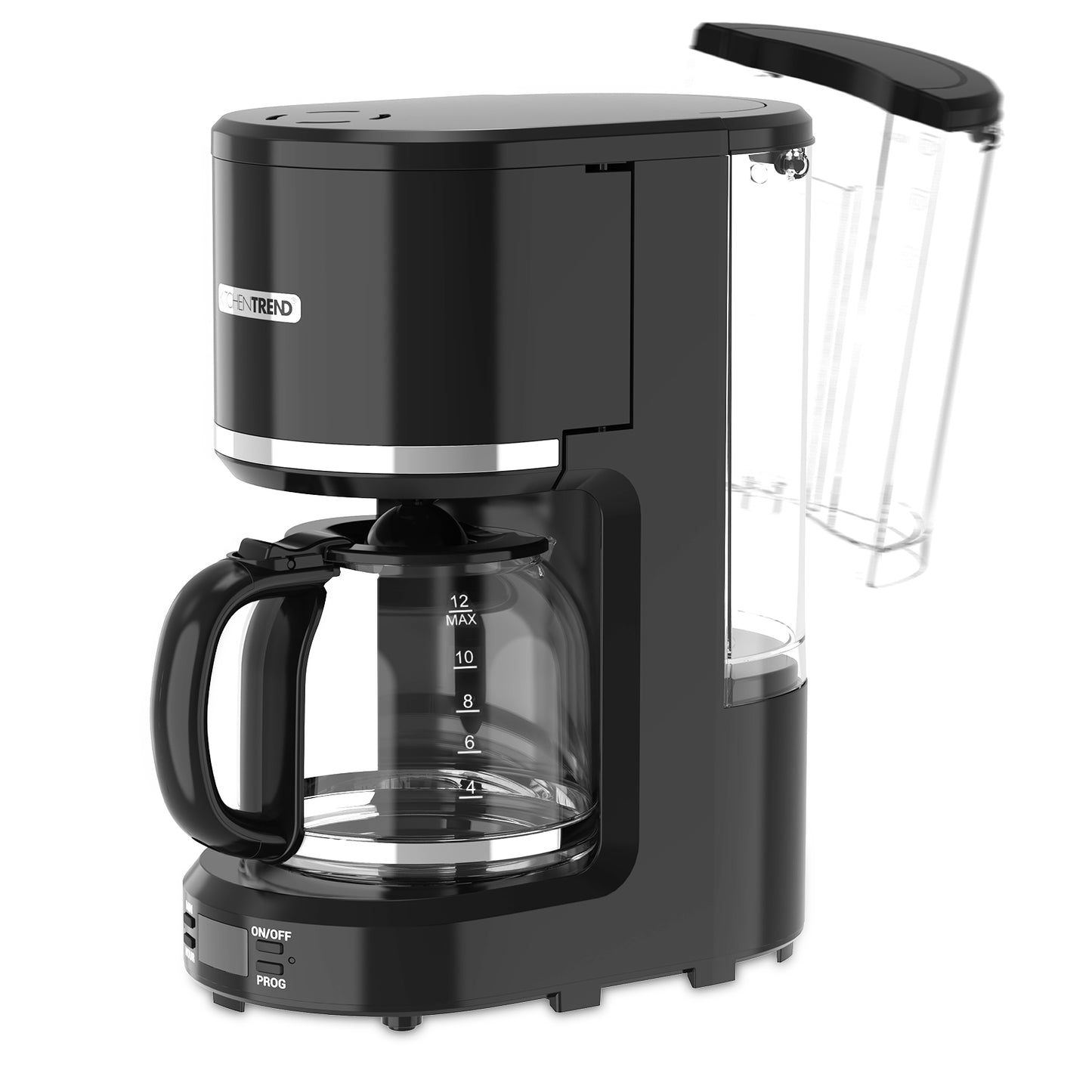 KITCHENTREND Programmable Drip 12 Cup Coffee Maker with Reusable Filter, For Home and Office Drip Coffee Maker Removable Water Reservoir Non-Drip Carafe,Swing Open Brew Basket (0897V871AA01)