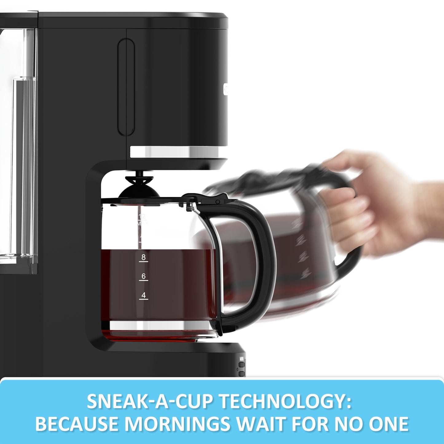 KITCHENTREND Programmable Drip 12 Cup Coffee Maker with Reusable Filter, For Home and Office Drip Coffee Maker Removable Water Reservoir Non-Drip Carafe,Swing Open Brew Basket (0897V871AA01)
