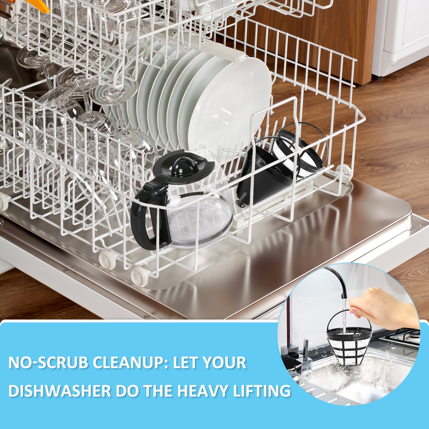 KITCHENTREND Programmable Drip 12 Cup Coffee Maker with Reusable Filter, For Home and Office Drip Coffee Maker Removable Water Reservoir Non-Drip Carafe,Swing Open Brew Basket (0897V871AA01)